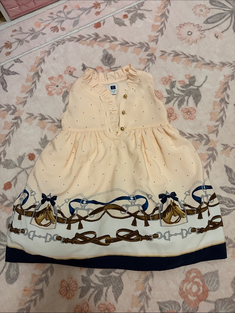 Janie and Jack blush pink Equestrian Print Dress